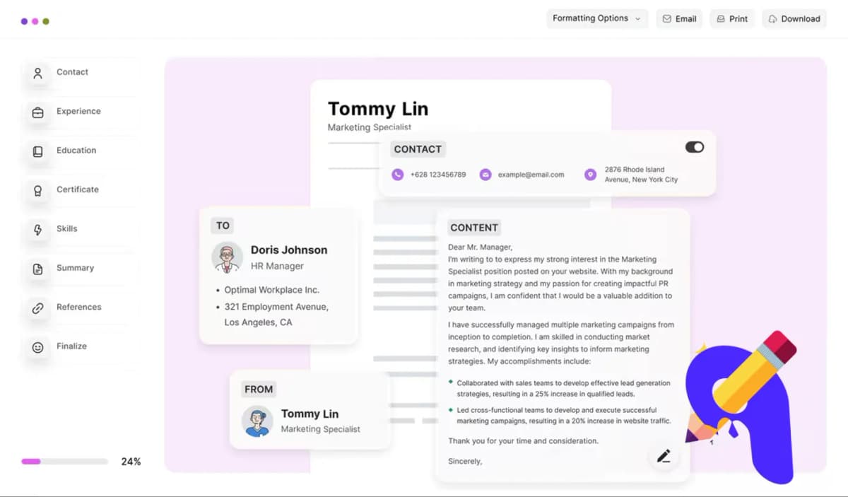 Resume customization interface